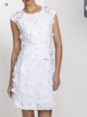 bcbg white dress with black lace Bcbg Dresses | Nwt Bcbg Cerise White/Black Lace Floral Dress Size 10 | Color: Black/White | Size: 10